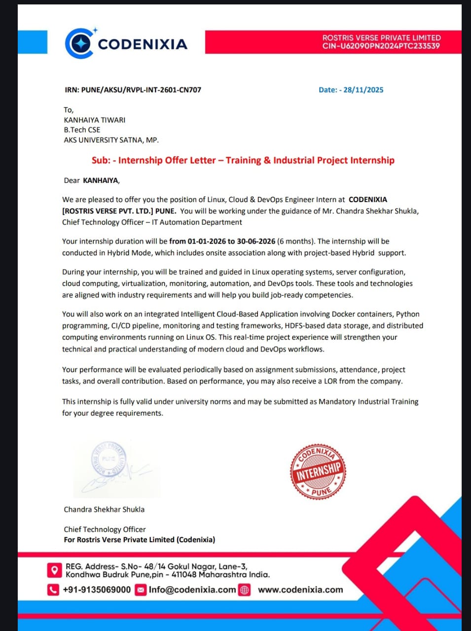 Internship Certificate 2